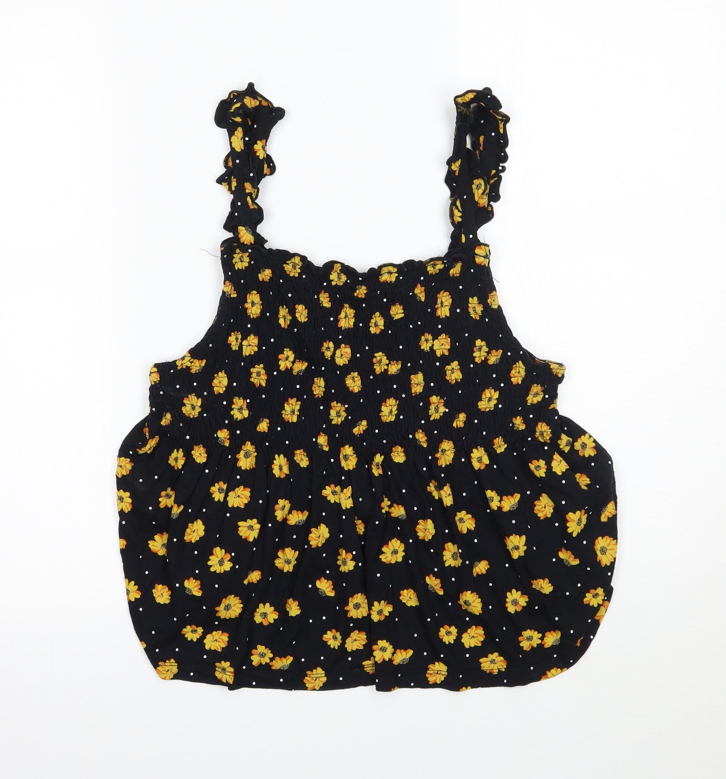 TU Womens Black Floral  Cropped T-Shirt Size 16