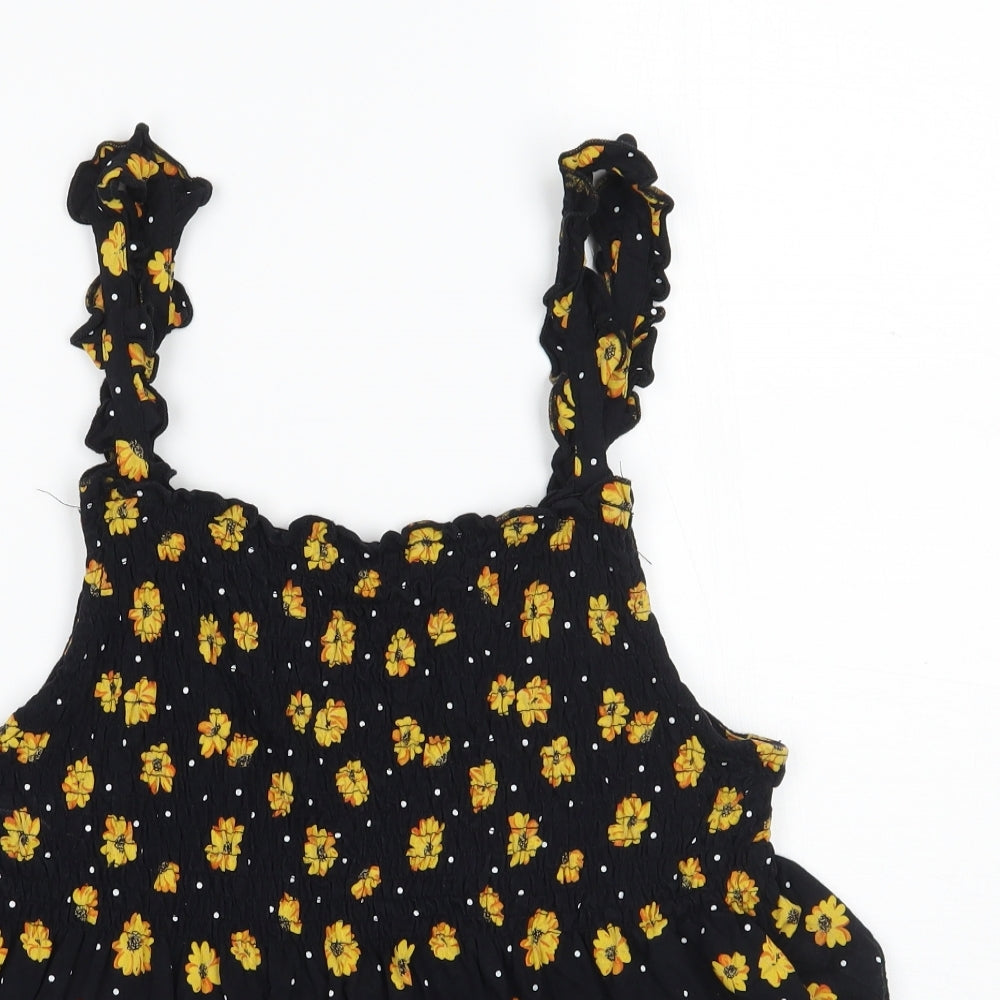 TU Womens Black Floral  Cropped T-Shirt Size 16