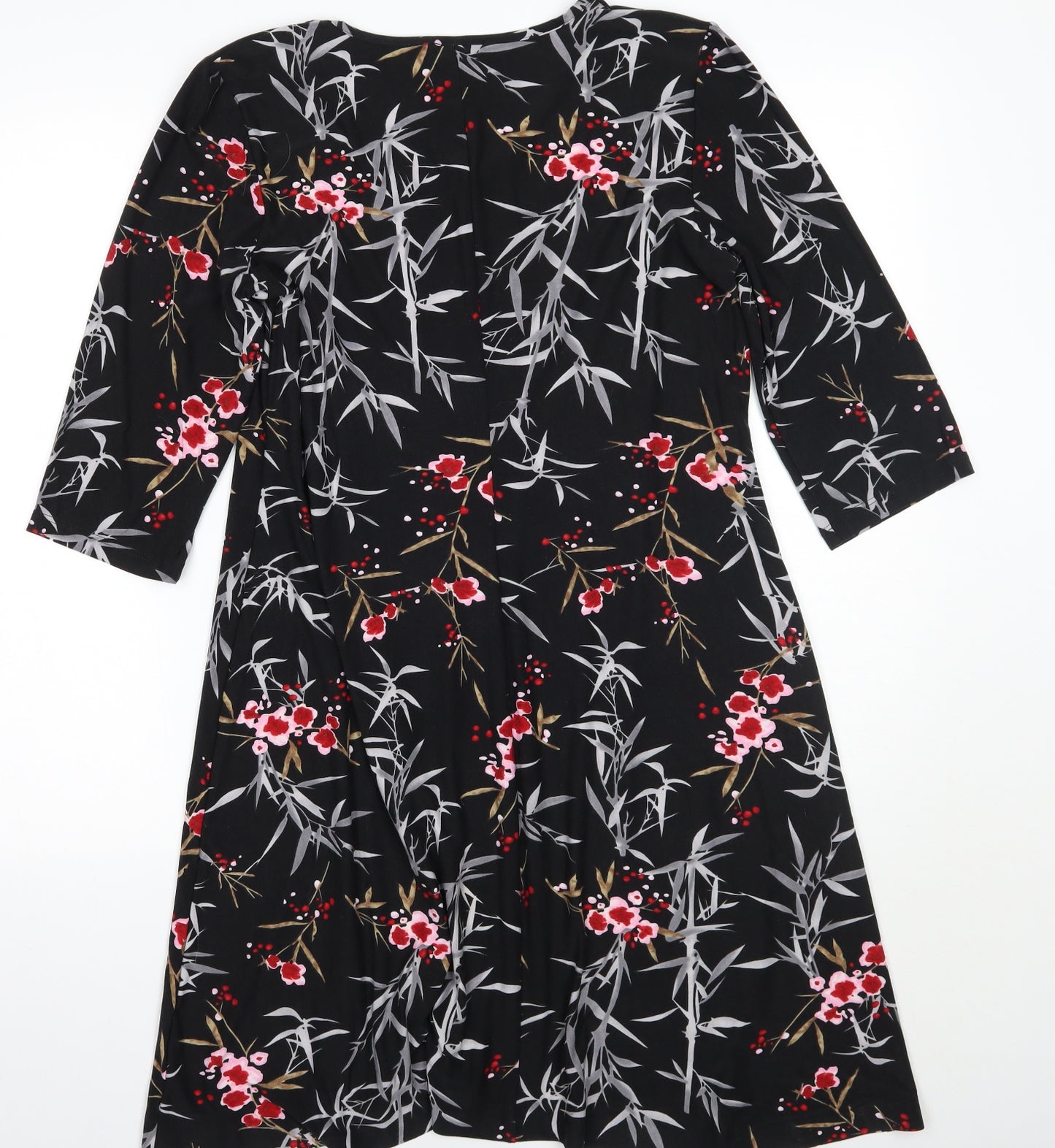 Kim&co Womens Black Floral  A-Line  Size M