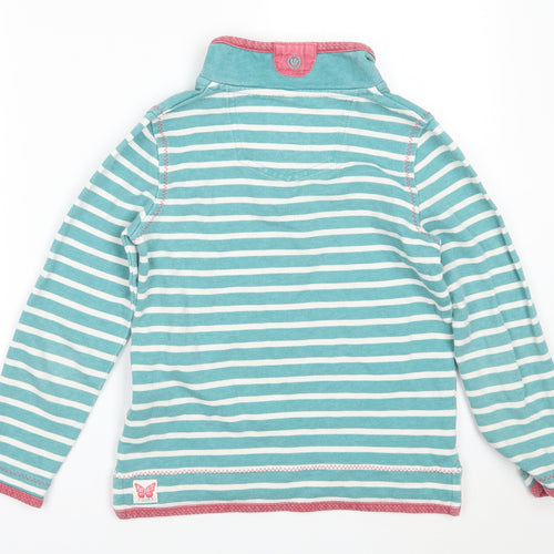 Fat Face Girls Green Striped  Pullover Jumper Size 8-9 Years