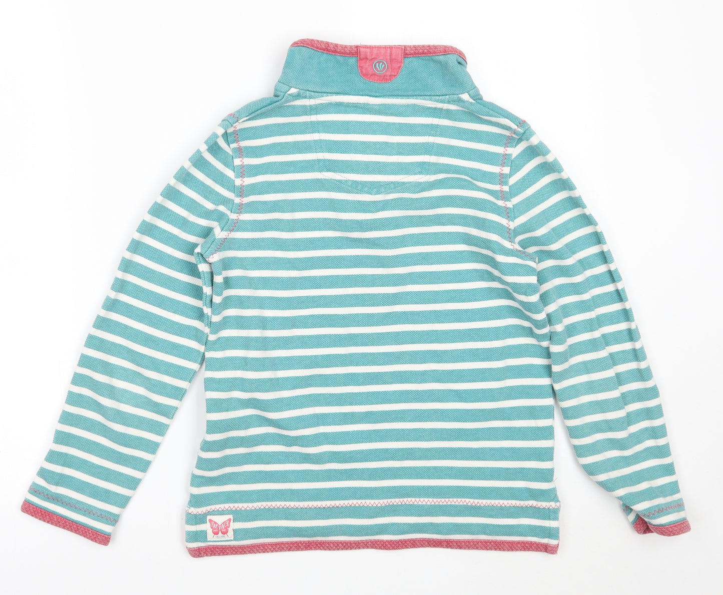 Fat Face Girls Green Striped  Pullover Jumper Size 8-9 Years