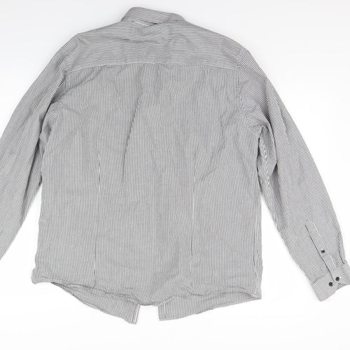 Peacocks Mens Grey Striped   Button-Up Size L