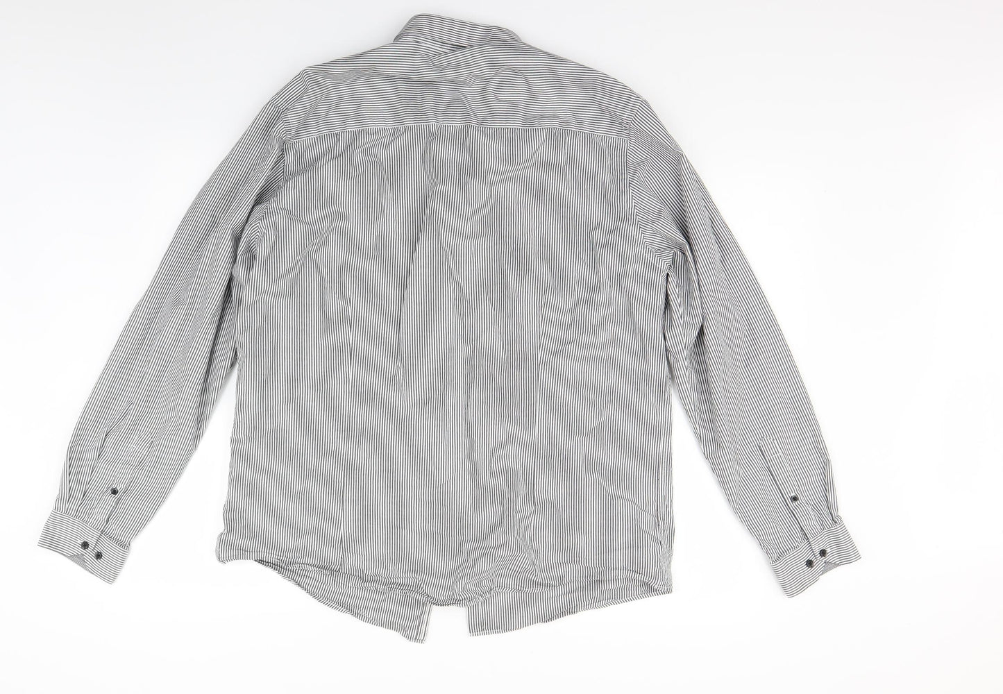 Peacocks Mens Grey Striped   Button-Up Size L
