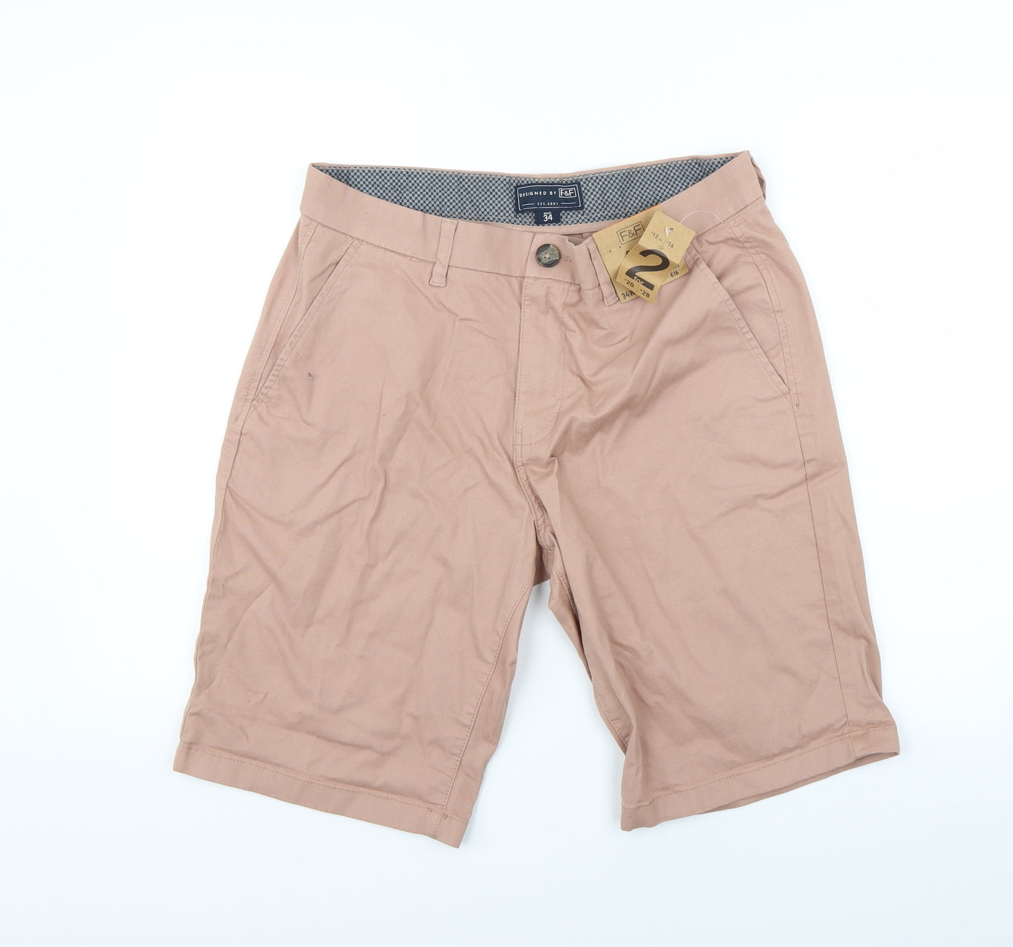 F&F Mens Brown   Chino Shorts Size 34