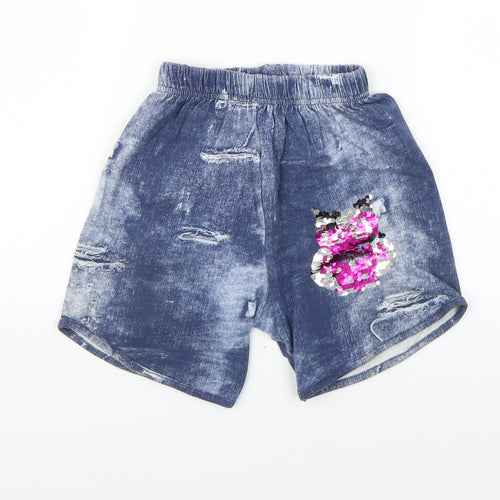 bebe Girls Blue  Denim Sweat Shorts Size 9 Years