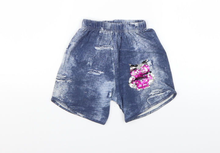 bebe Girls Blue  Denim Sweat Shorts Size 9 Years