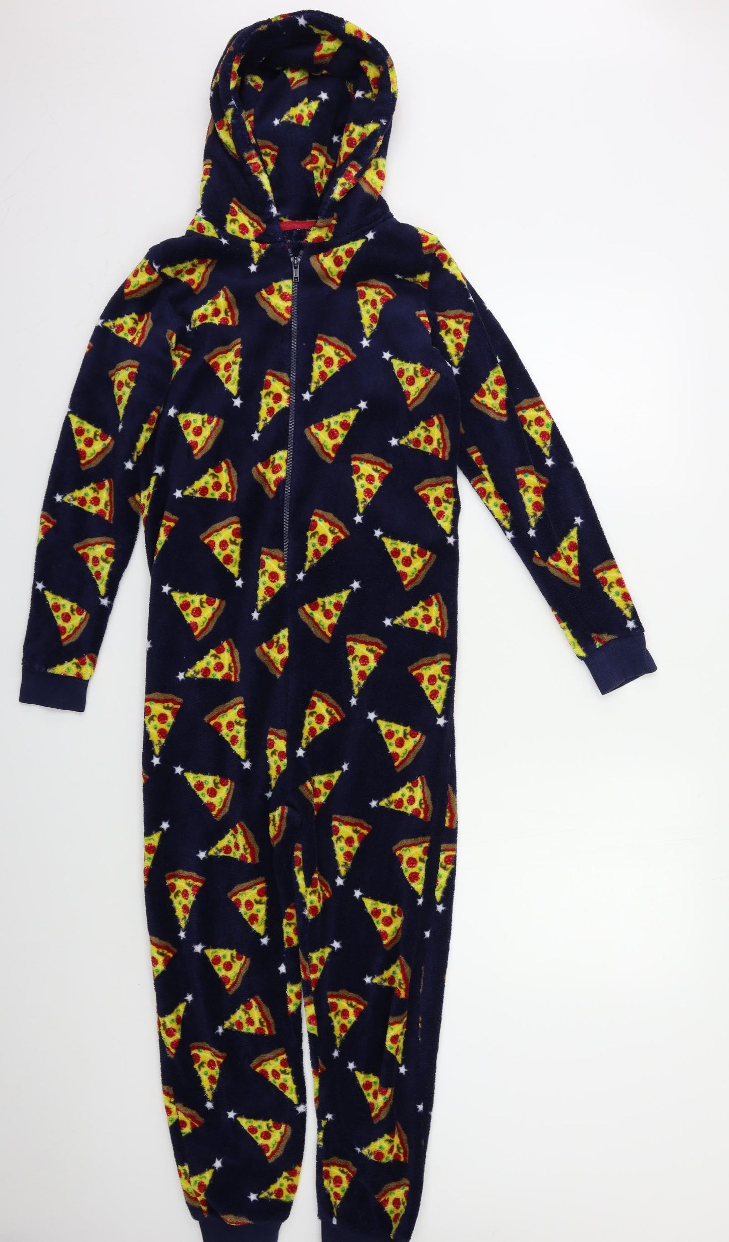 Preworn Girls Blue Geometric   Bodysuit Size 11 Years  - Pizza