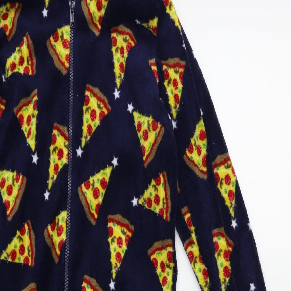 Preworn Girls Blue Geometric   Bodysuit Size 11 Years  - Pizza