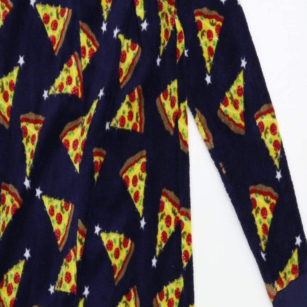 Preworn Girls Blue Geometric   Bodysuit Size 11 Years  - Pizza