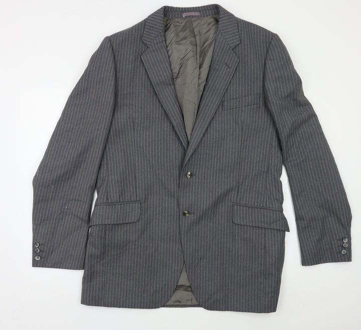 Charles Blades Mens Grey Striped Jacket Blazer Size 42