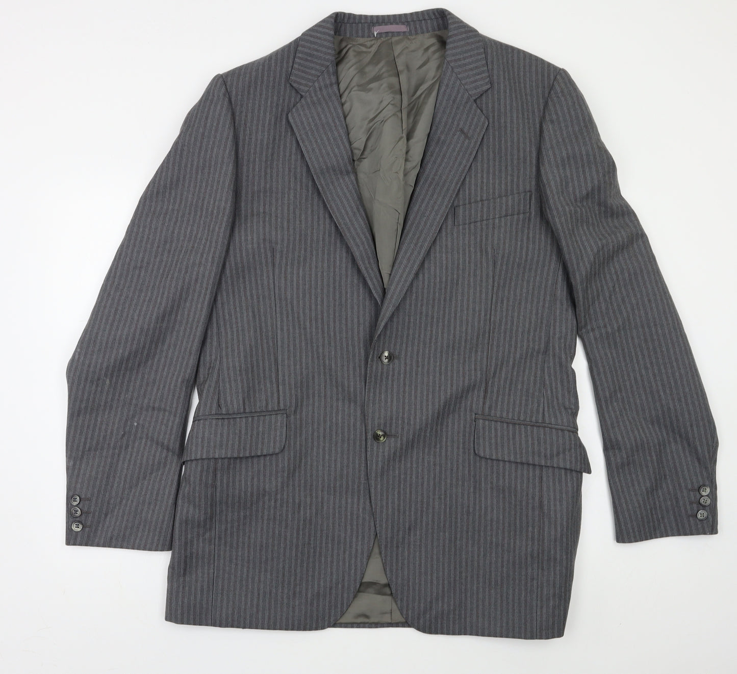Charles Blades Mens Grey Striped  Jacket Blazer Size 42