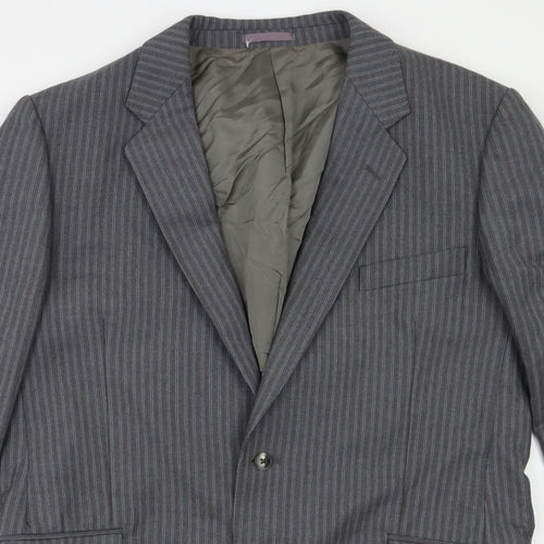 Charles Blades Mens Grey Striped  Jacket Blazer Size 42