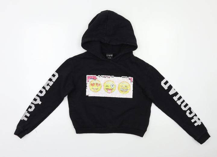 YD Girls Black   Pullover Hoodie Size 12 Years  - Sequin detail