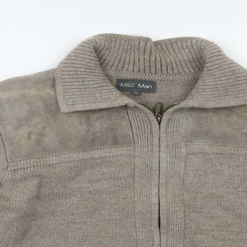 M&S Mens Beige   Cardigan Jumper Size M