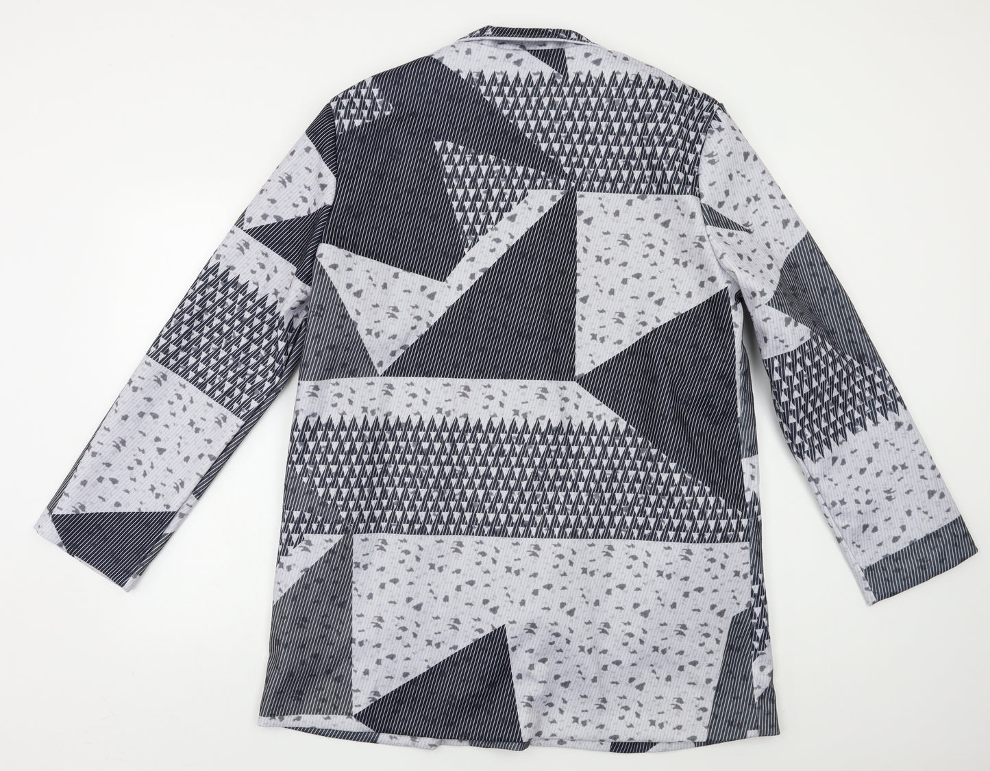 Preworn Womens Grey Geometric  Overcoat Coat Size M