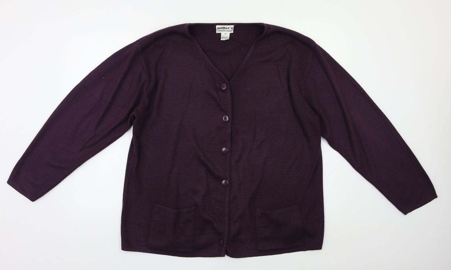 Miller's Womens Purple   Cardigan Jumper Size 14