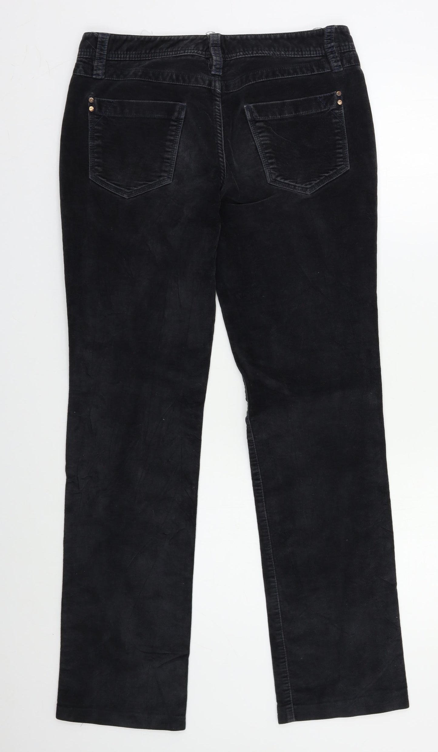 Massimo Dutti Womens Black  Corduroy Straight Jeans Size 12 L30 in