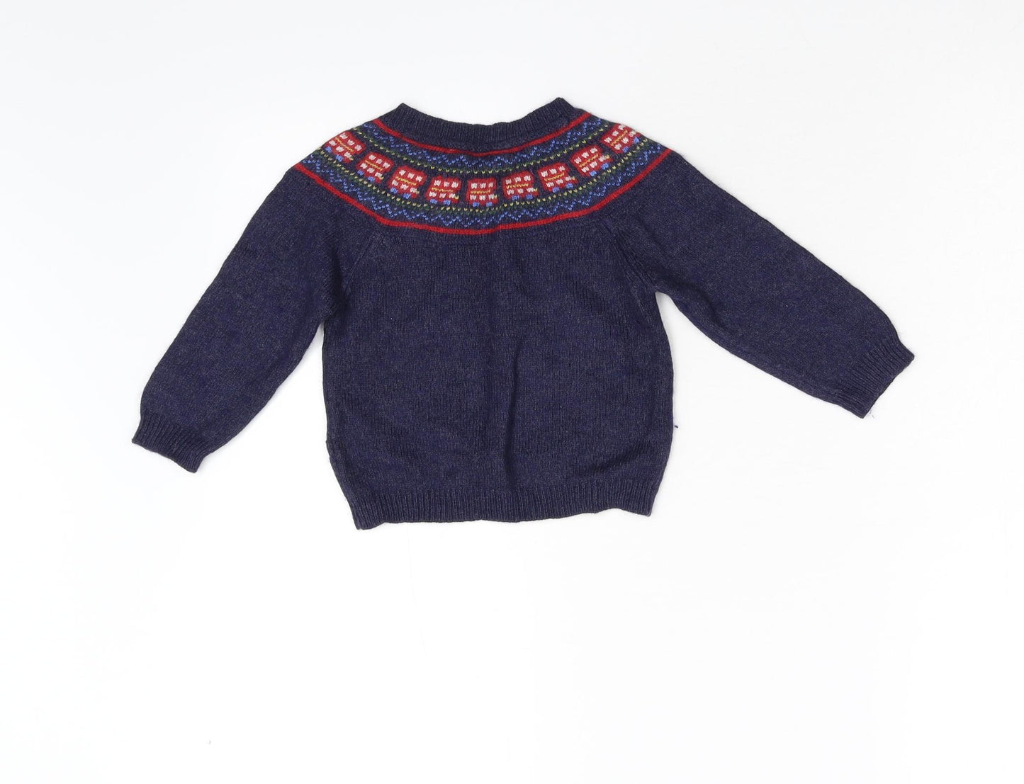 JoJo Maman Bébé Baby Blue Geometric  Pullover Jumper Size 12-18 Months