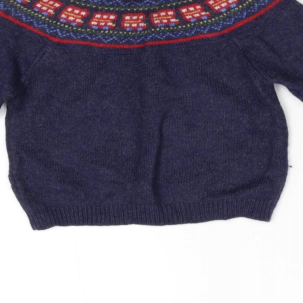 JoJo Maman Bébé Baby Blue Geometric  Pullover Jumper Size 12-18 Months