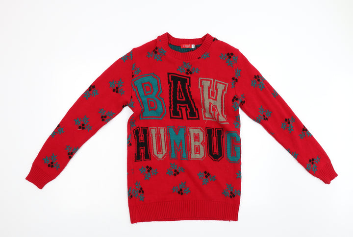 Remel Womens Red Knit Pullover Jumper Size S - Christmas