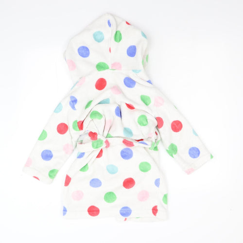 John Lewis Girls White Polka Dot Fleece  Gown Size 6 Years