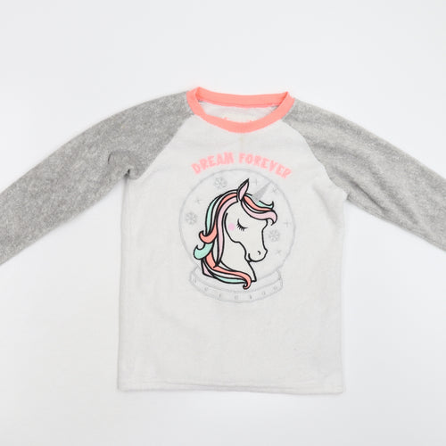 Primark Girls Multicoloured Solid Fleece Top Pyjama Top Size 10-11 Years  - Unicorn