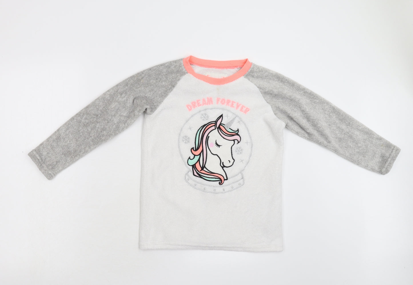 Primark Girls Multicoloured Solid Fleece Top Pyjama Top Size 10-11 Years  - Unicorn