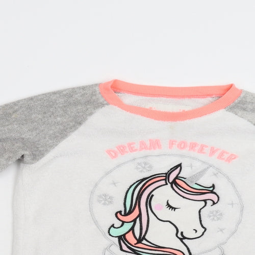 Primark Girls Multicoloured Solid Fleece Top Pyjama Top Size 10-11 Years  - Unicorn