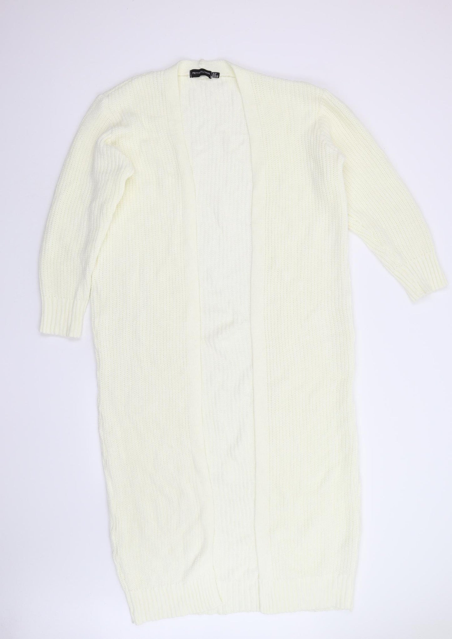 Pretty Little Thing Womens Ivory  Knit Cardigan Jumper Size 10