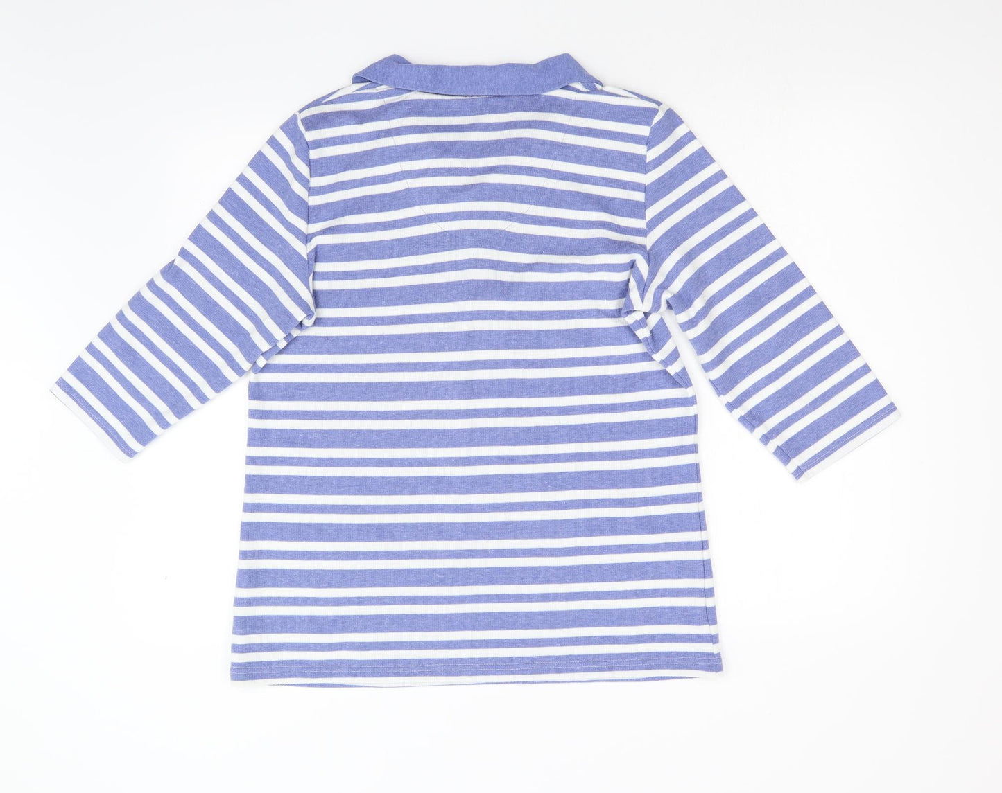 Bonmarché Womens Blue Striped  Henley Jumper Size 14