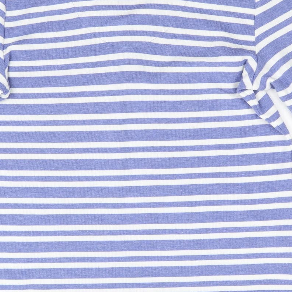 Bonmarché Womens Blue Striped  Henley Jumper Size 14