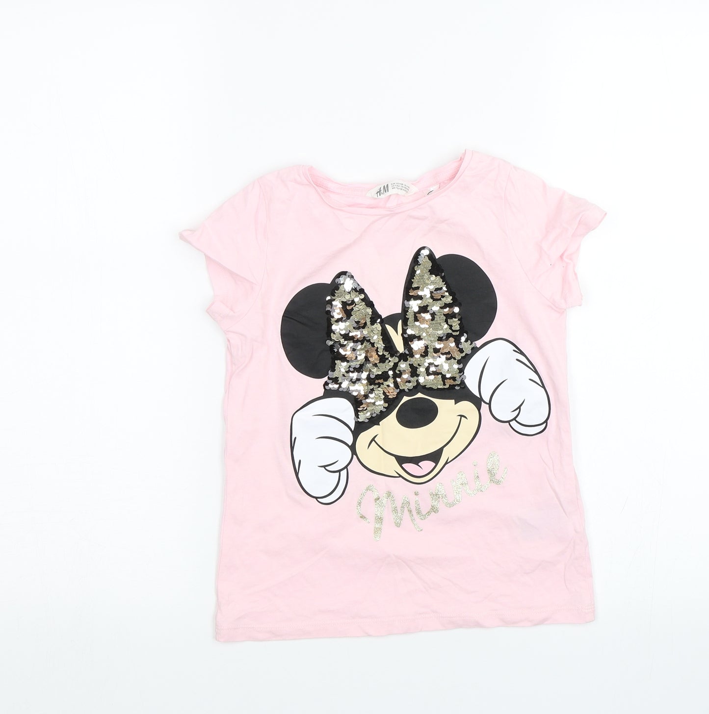 H&M Girls Pink   Basic T-Shirt Size 7-8 Years  - Minnie Mouse