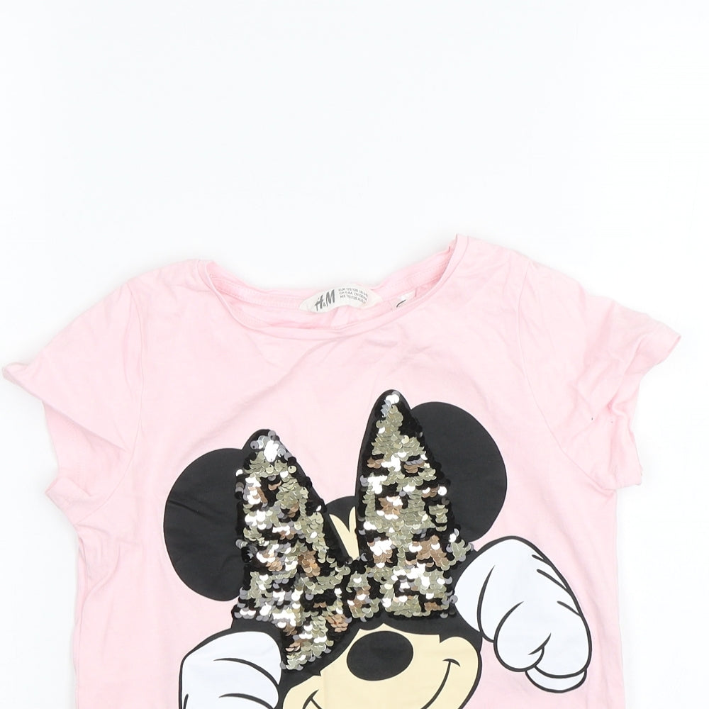 H&M Girls Pink   Basic T-Shirt Size 7-8 Years  - Minnie Mouse