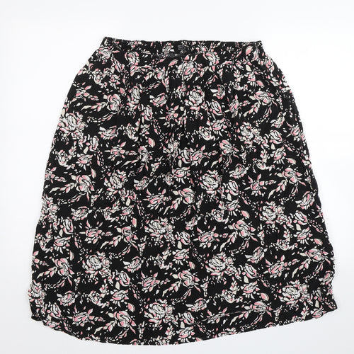 BM Collection Womens Black Floral  Swing Skirt Size 16