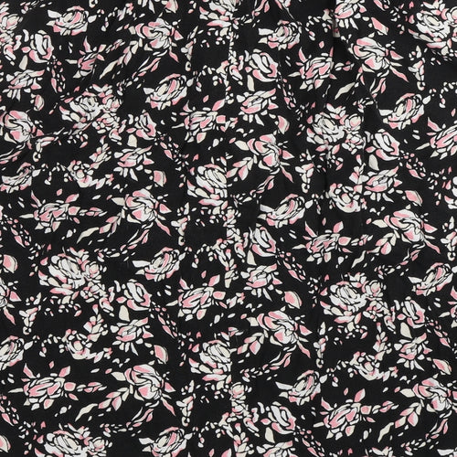 BM Collection Womens Black Floral  Swing Skirt Size 16
