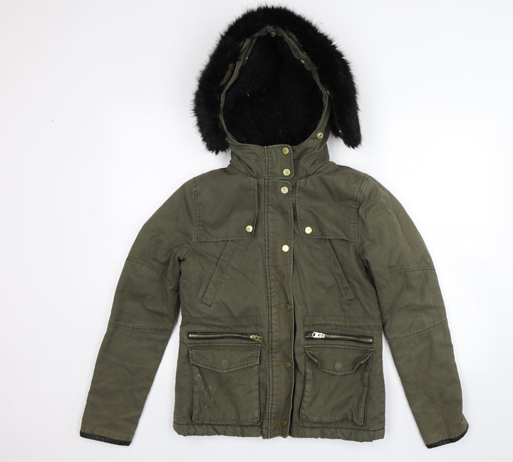 Topshop Womens Green Parka Jacket Size 6