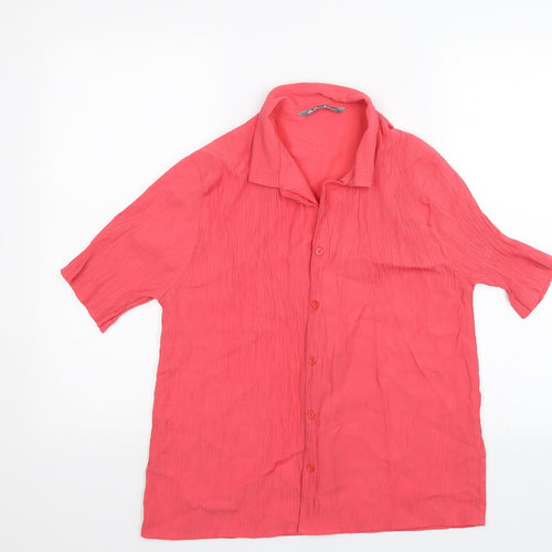 The Pearl Collection Womens Pink   Basic Button-Up Size 14