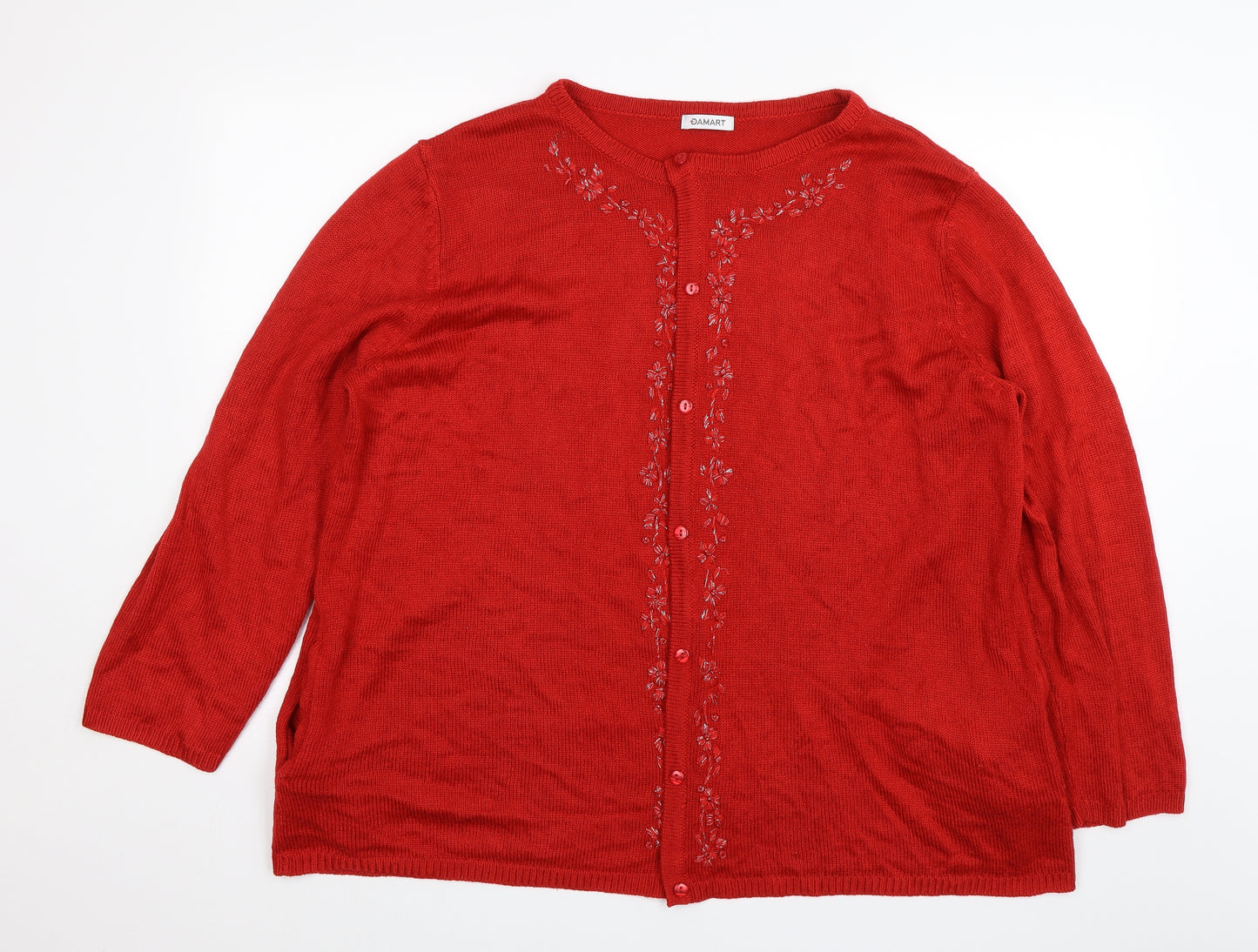 Damart Womens Red   Cardigan Jumper Size 26