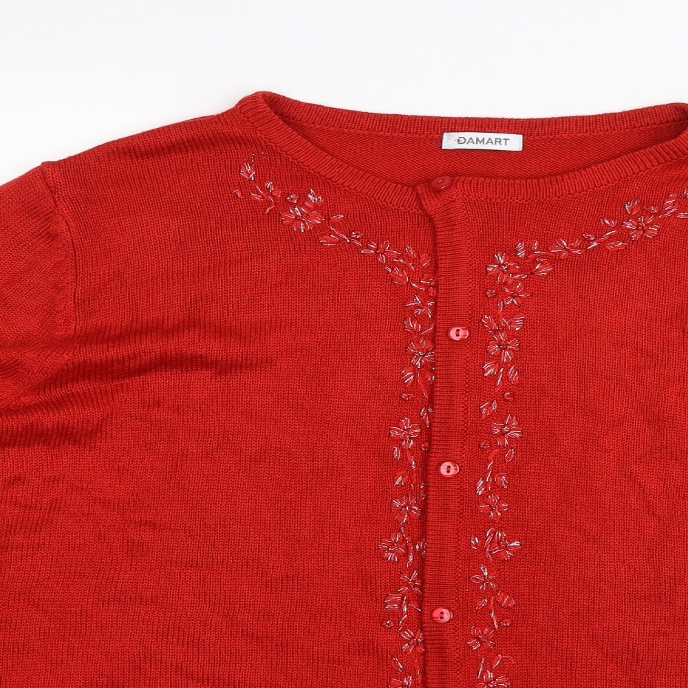 Damart Womens Red   Cardigan Jumper Size 26