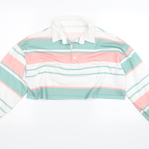 SheIn Womens White Striped  Basic Blouse Size S