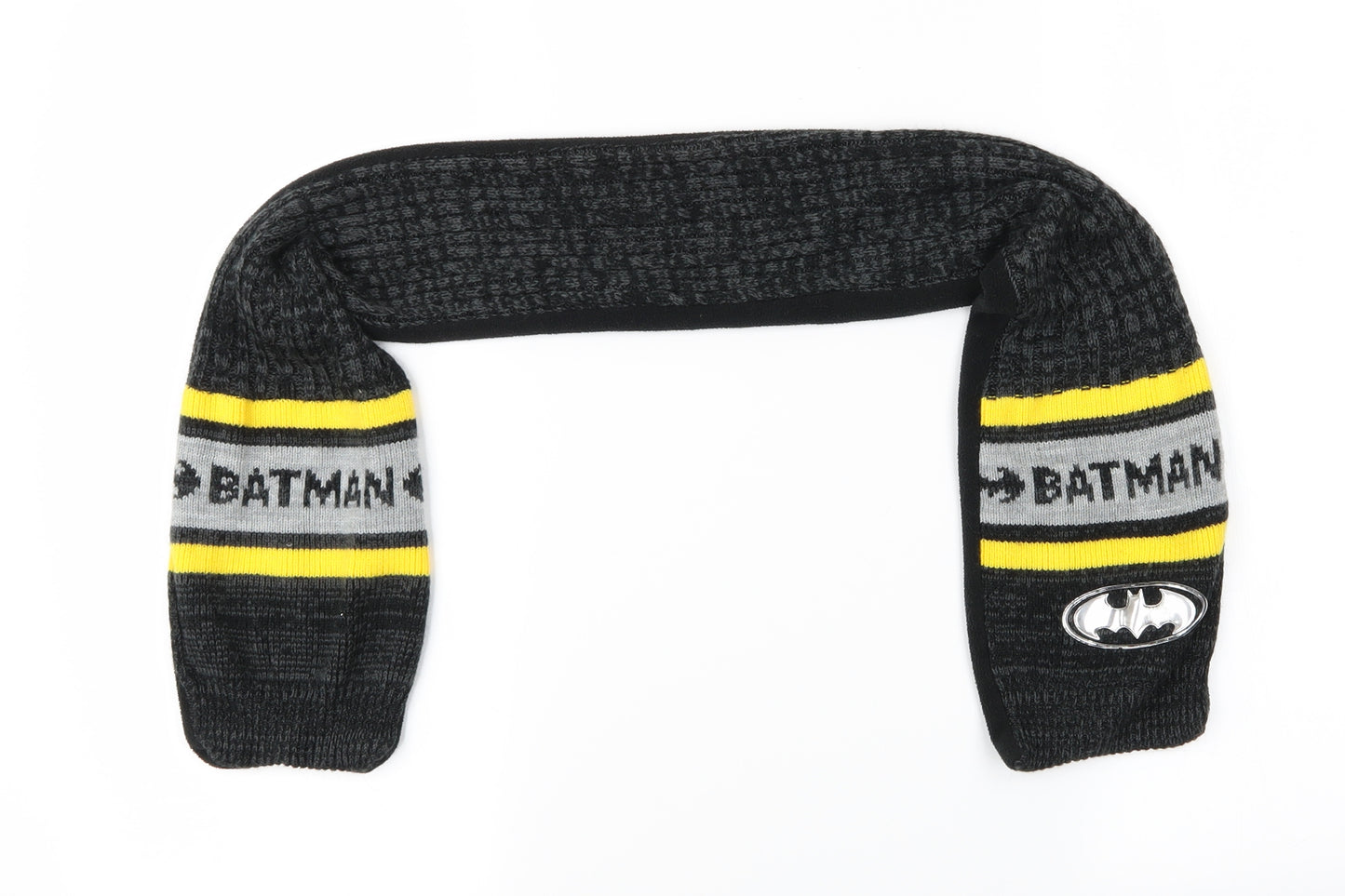 Preworn Boys Grey Striped  Scarf  Size Regular  - Batman