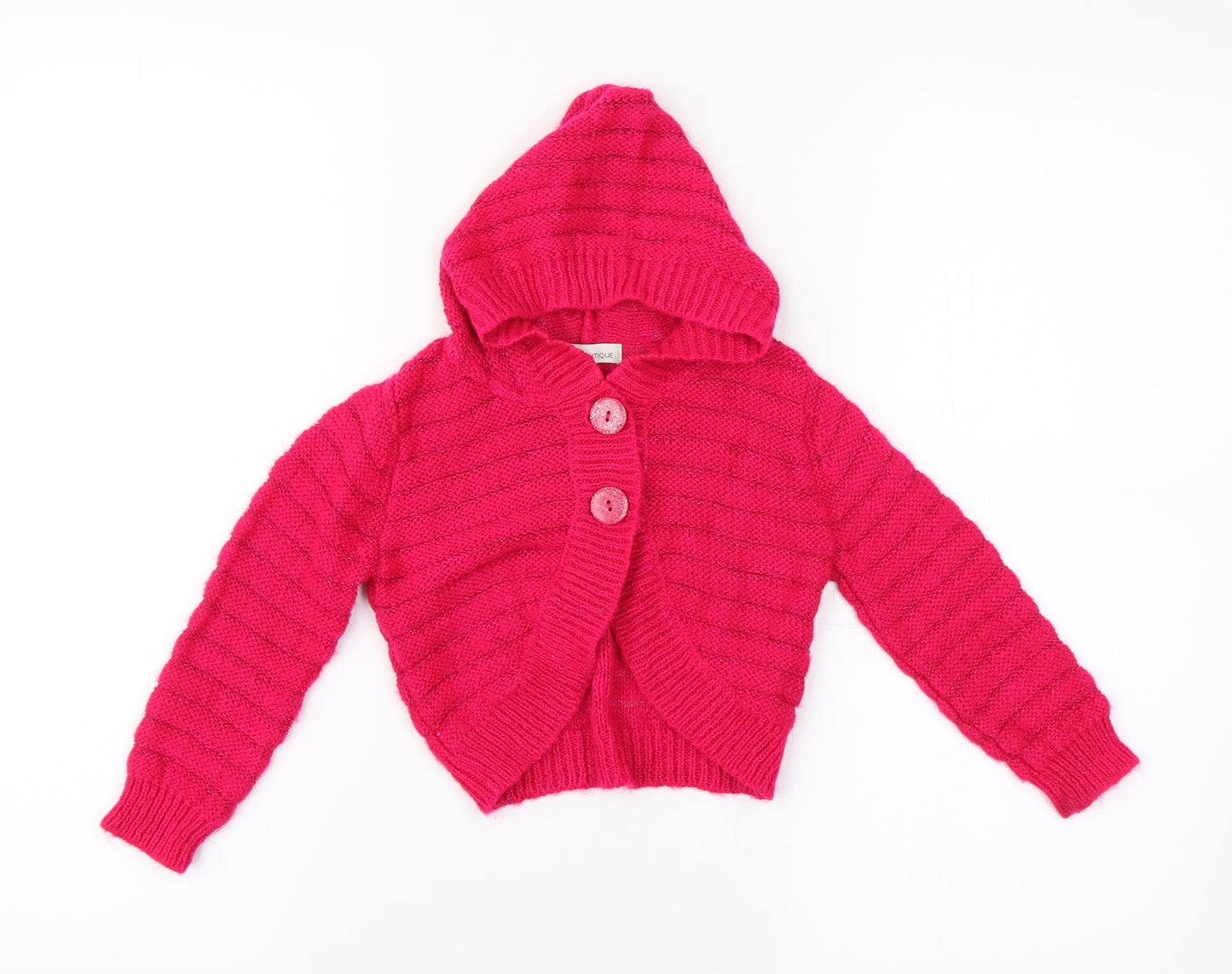 M&S Girls Pink Striped  Cardigan Jumper Size 2-3 Years