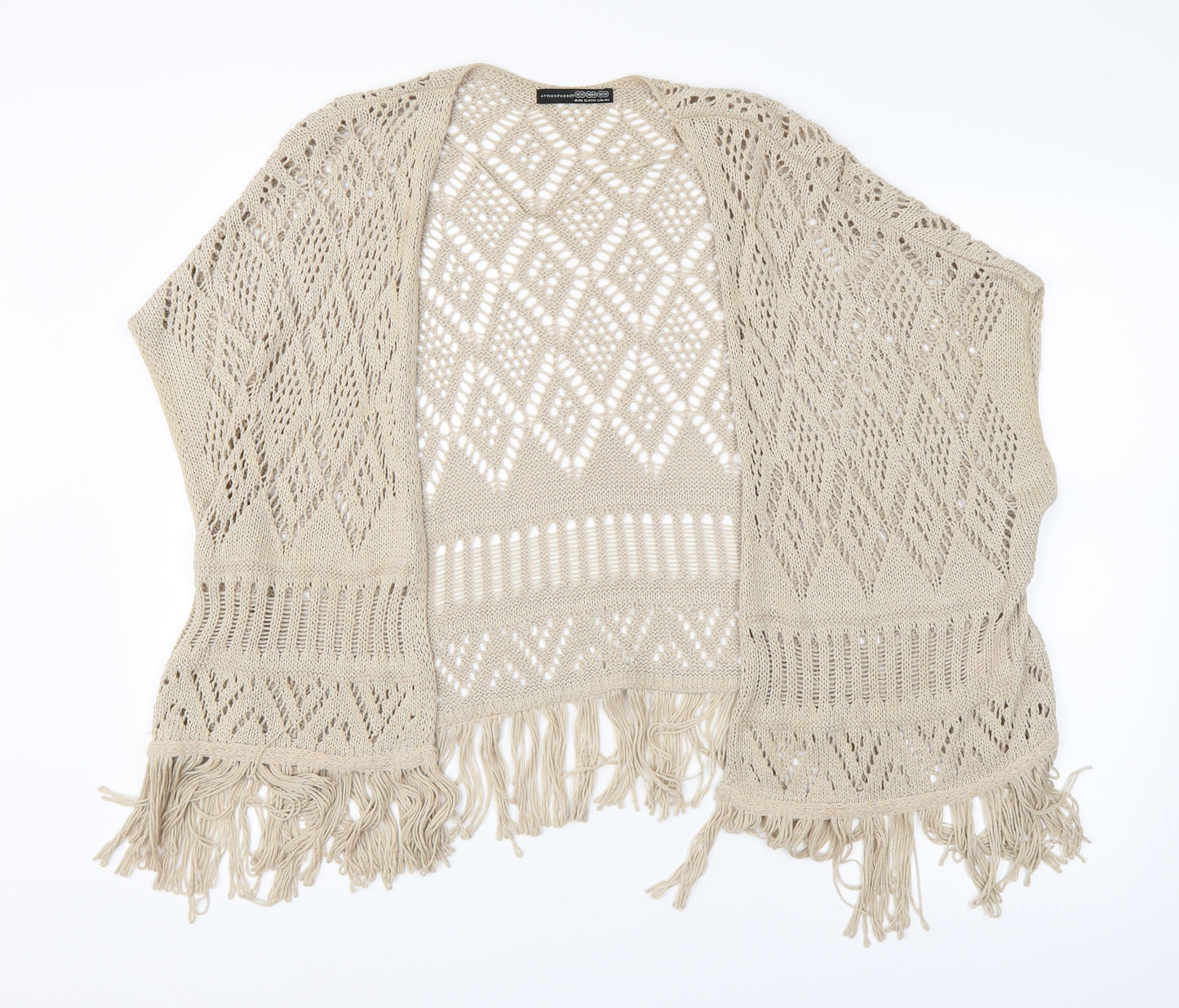 Atmosphere Womens Beige Argyle/Diamond  Cardigan Jumper Size 10