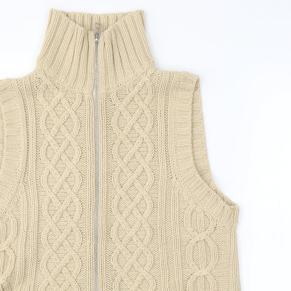 Zingara Womens Beige Argyle/Diamond  Full Zip Jumper Size 12