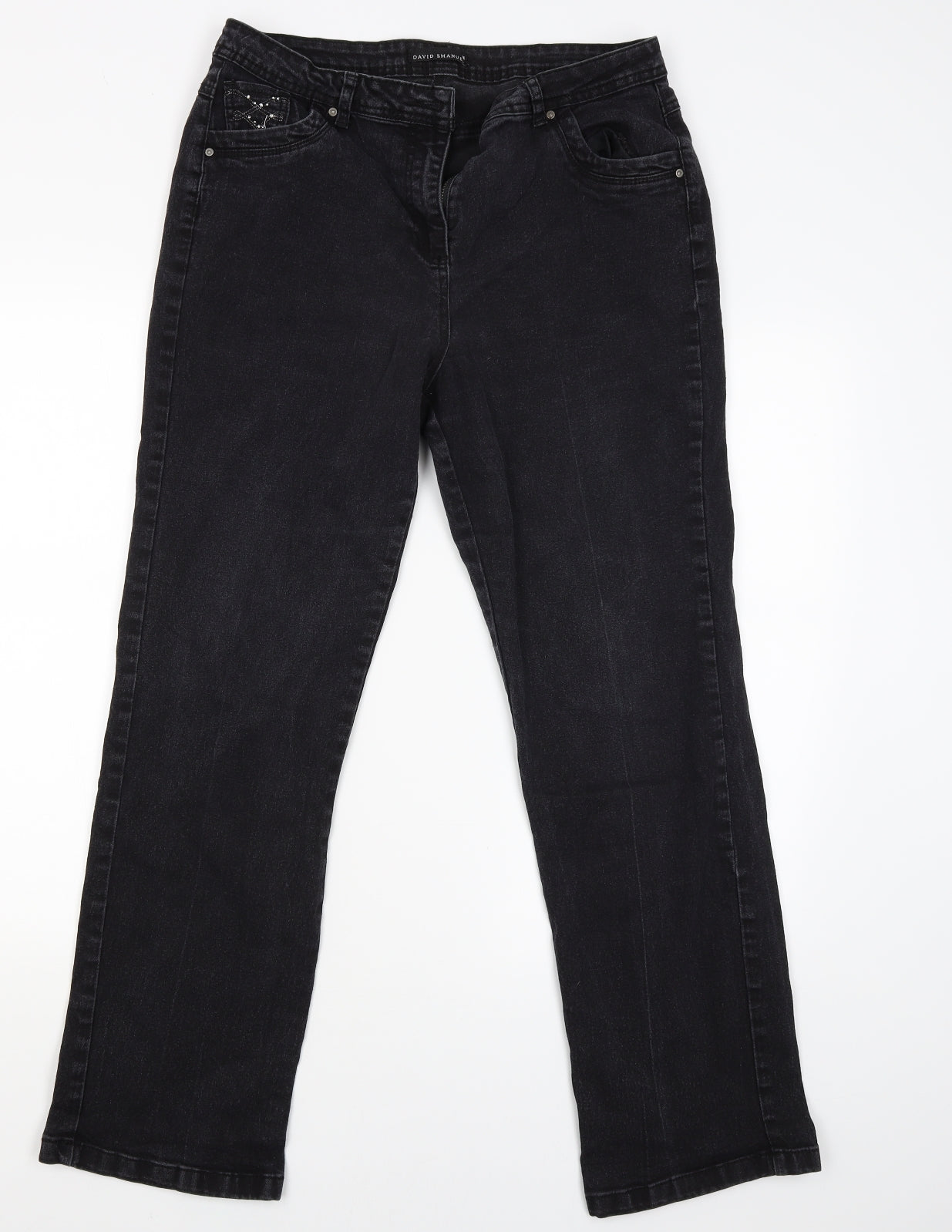 DAVID EMANUEL Womens Black   Straight Jeans Size 16 L27 in