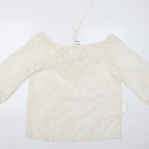 SHEILAY Womens White Floral  Basic Blouse Size XL
