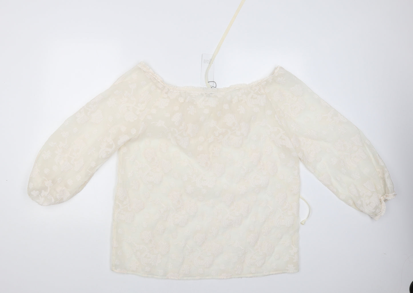 SHEILAY Womens White Floral  Basic Blouse Size XL