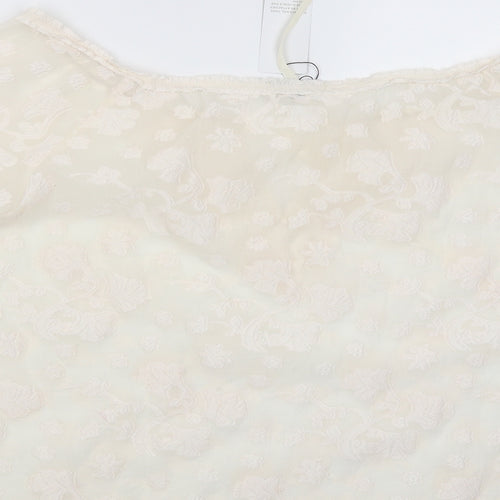 SHEILAY Womens White Floral  Basic Blouse Size XL
