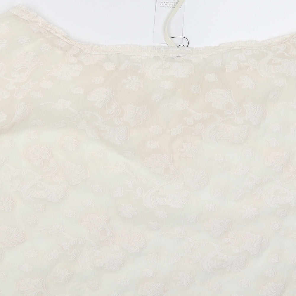 SHEILAY Womens White Floral  Basic Blouse Size XL