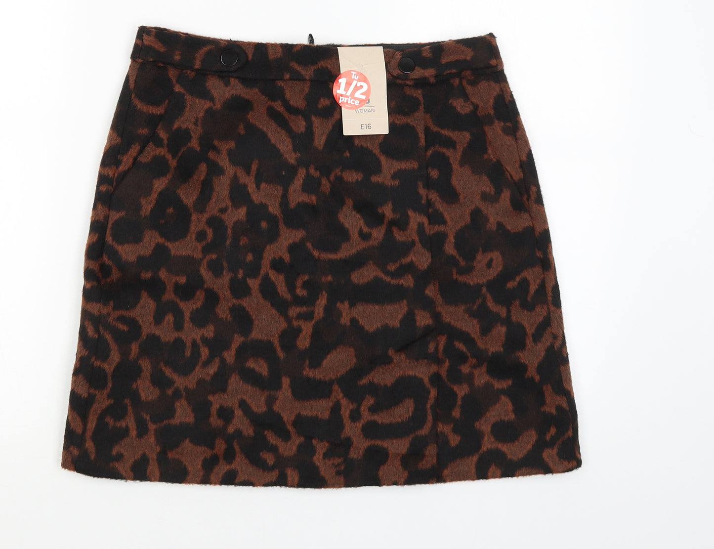 TU Womens Brown Animal Print  Straight & Pencil Skirt Size 10